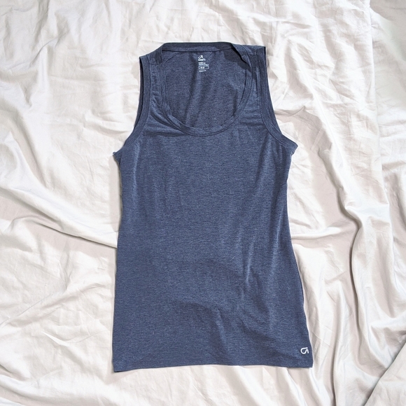 Exposed Back Workout Tank Top Blue - Picture 2 of 3